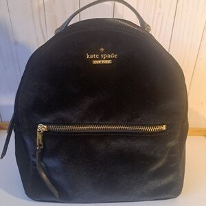 Kate Spade Sammi Dawns Place Midnight Velvet Backpack with Gold Zipper